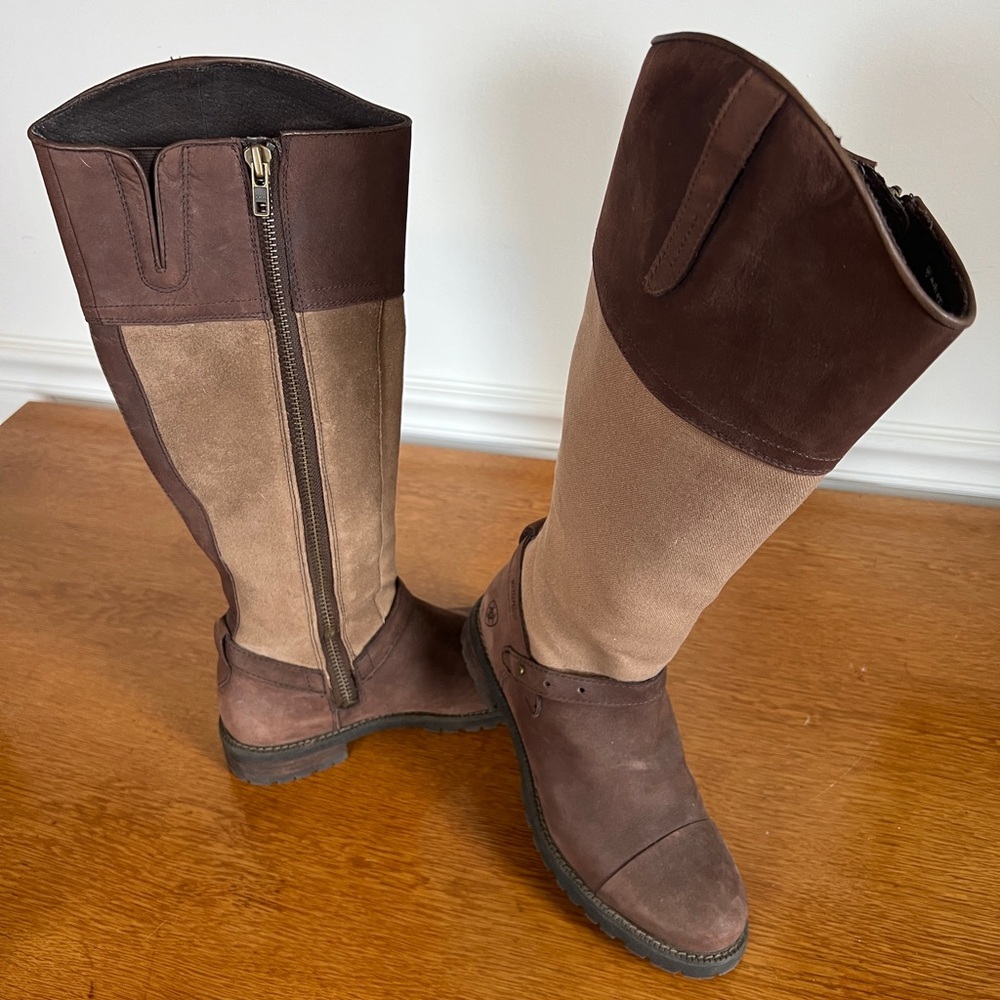 Ariat sherborne Brown and Tan Over the Knee Boots with Leather and canvas